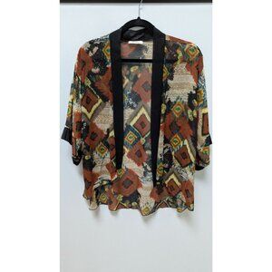Vivace Black/Multicolor Sheer Kimono Sleeve Overpiece